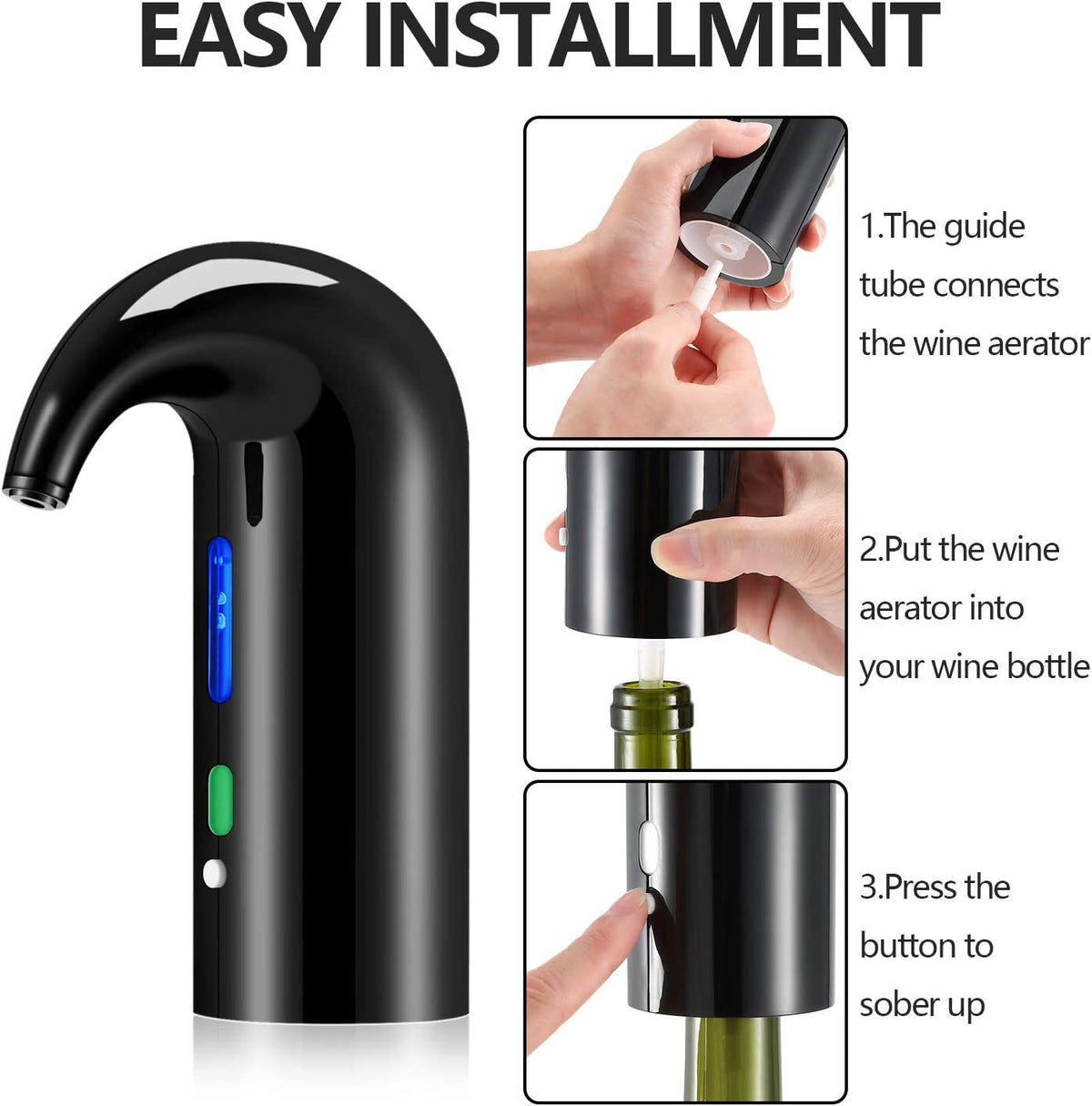 Wine Aerator Electric Wine Decanter Best Sellers One Touch Red -White Wine Accessories Aeration Work with Wine Opener for Beginner Enthusiast - Spout Pourer - Wine Preserver